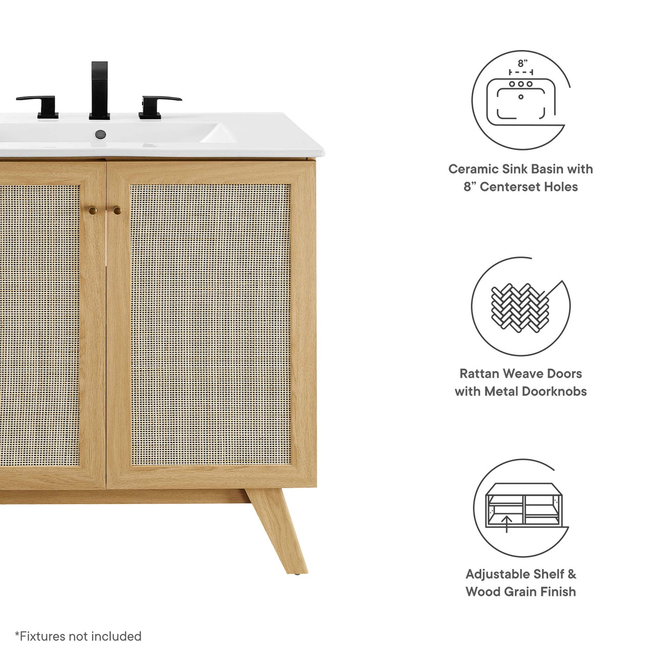 Marra Vanity Unit, Medium, Oak & White