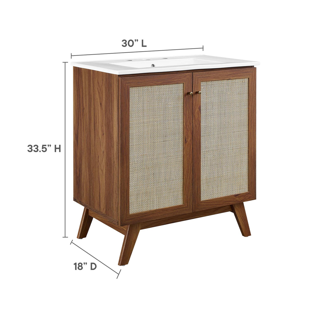 Marra Vanity Unit, Medium, Walnut & White