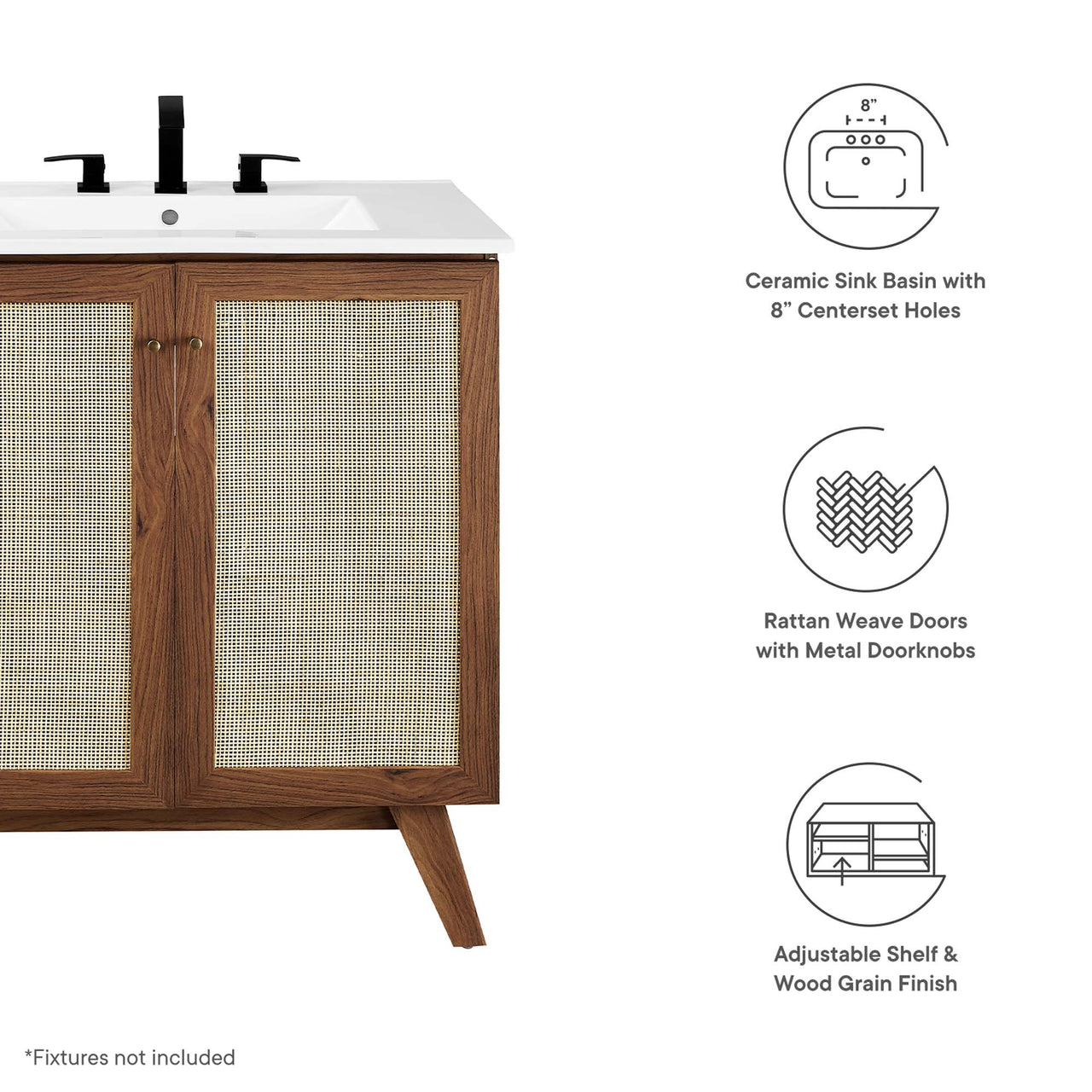 Marra Vanity Unit, Medium, Walnut & White