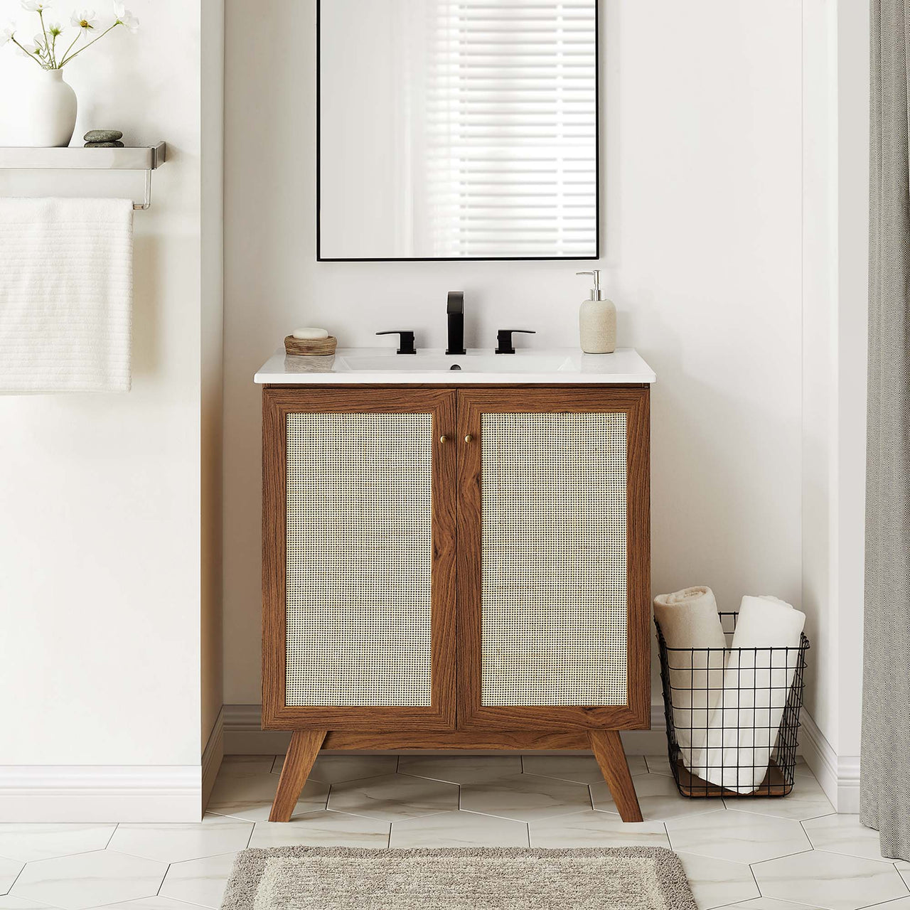 Marra Vanity Unit, Medium, Walnut & White