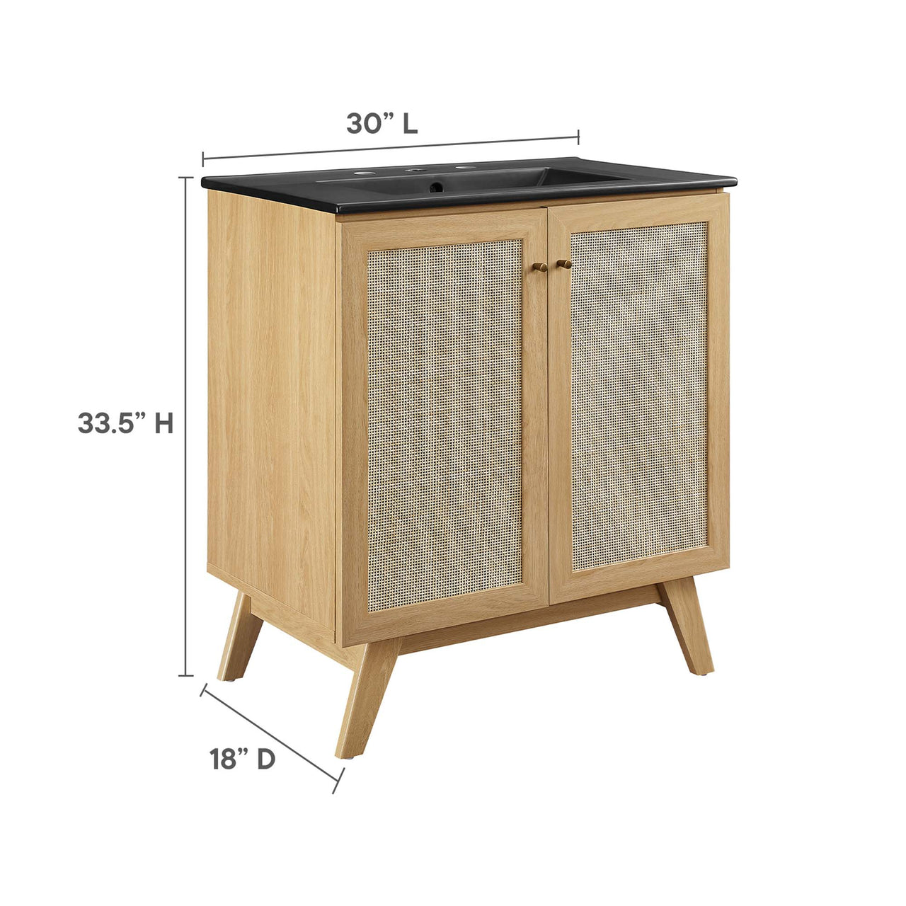 Marra Vanity Unit, Medium, Oak & Black