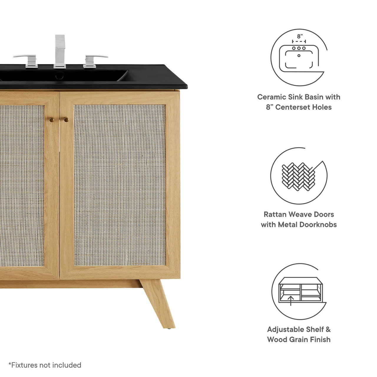 Marra Vanity Unit, Medium, Oak & Black