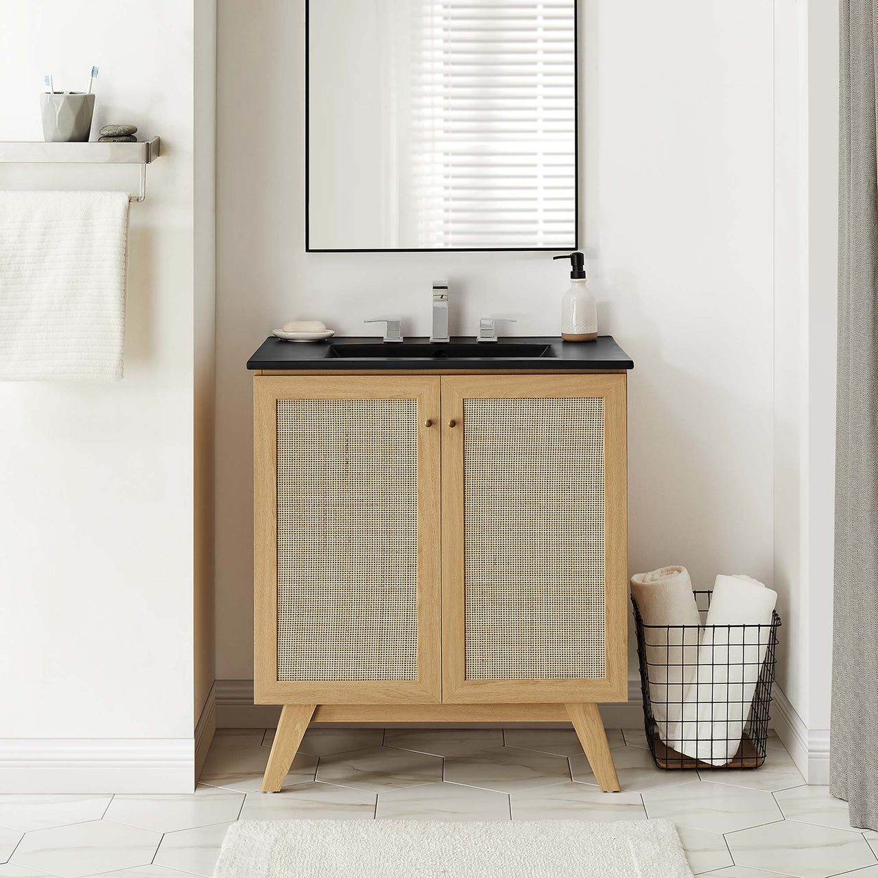 Marra Vanity Unit, Medium, Oak & Black