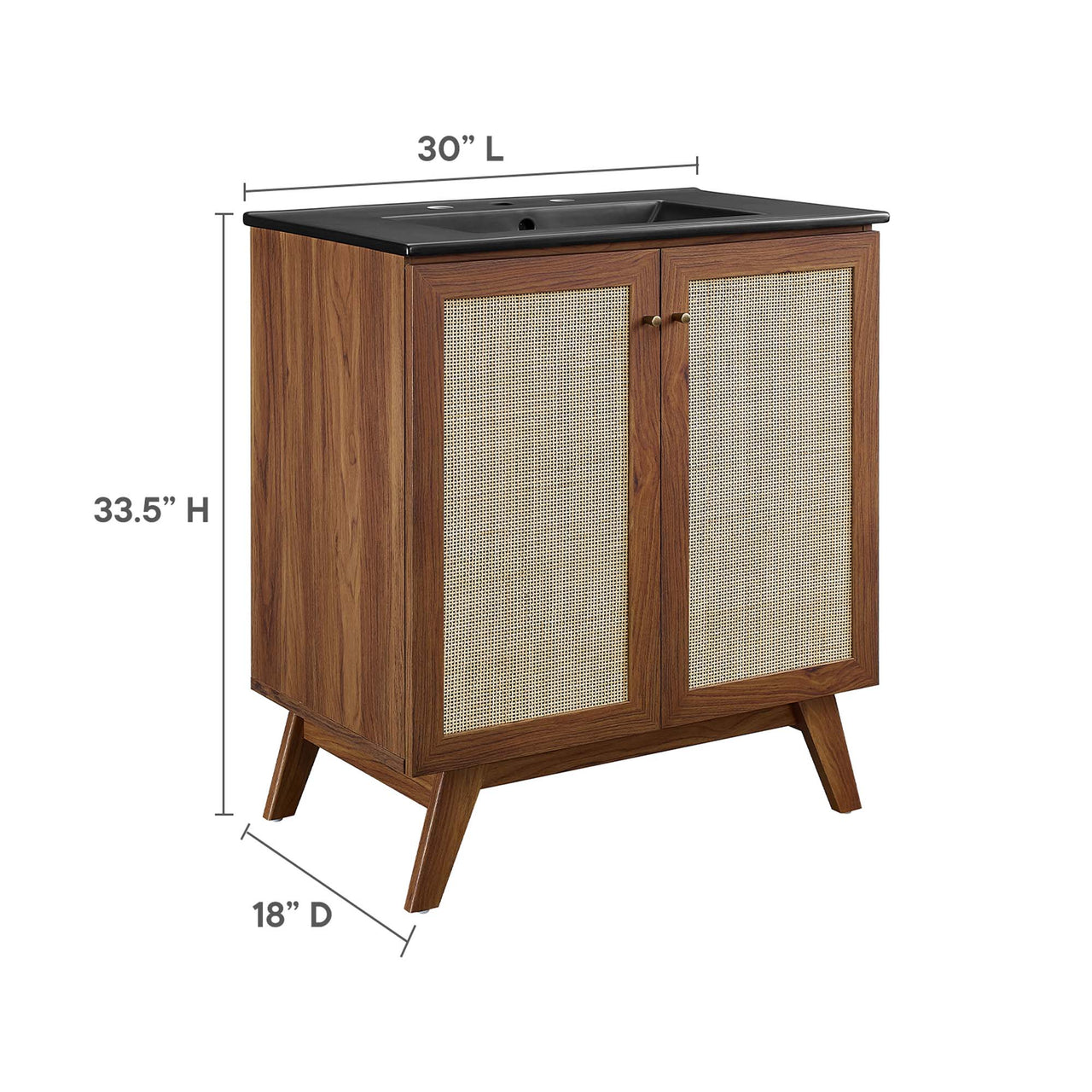 Marra Vanity Unit, Medium, Walnut & Black