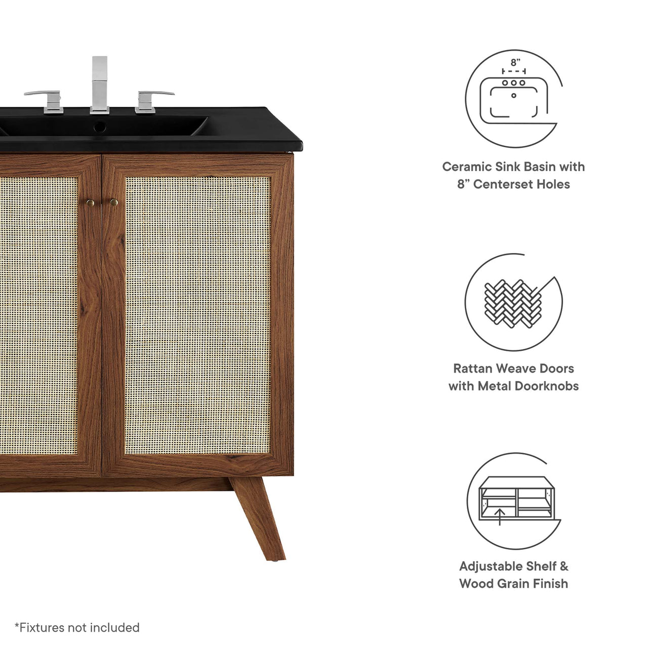 Marra Vanity Unit, Medium, Walnut & Black