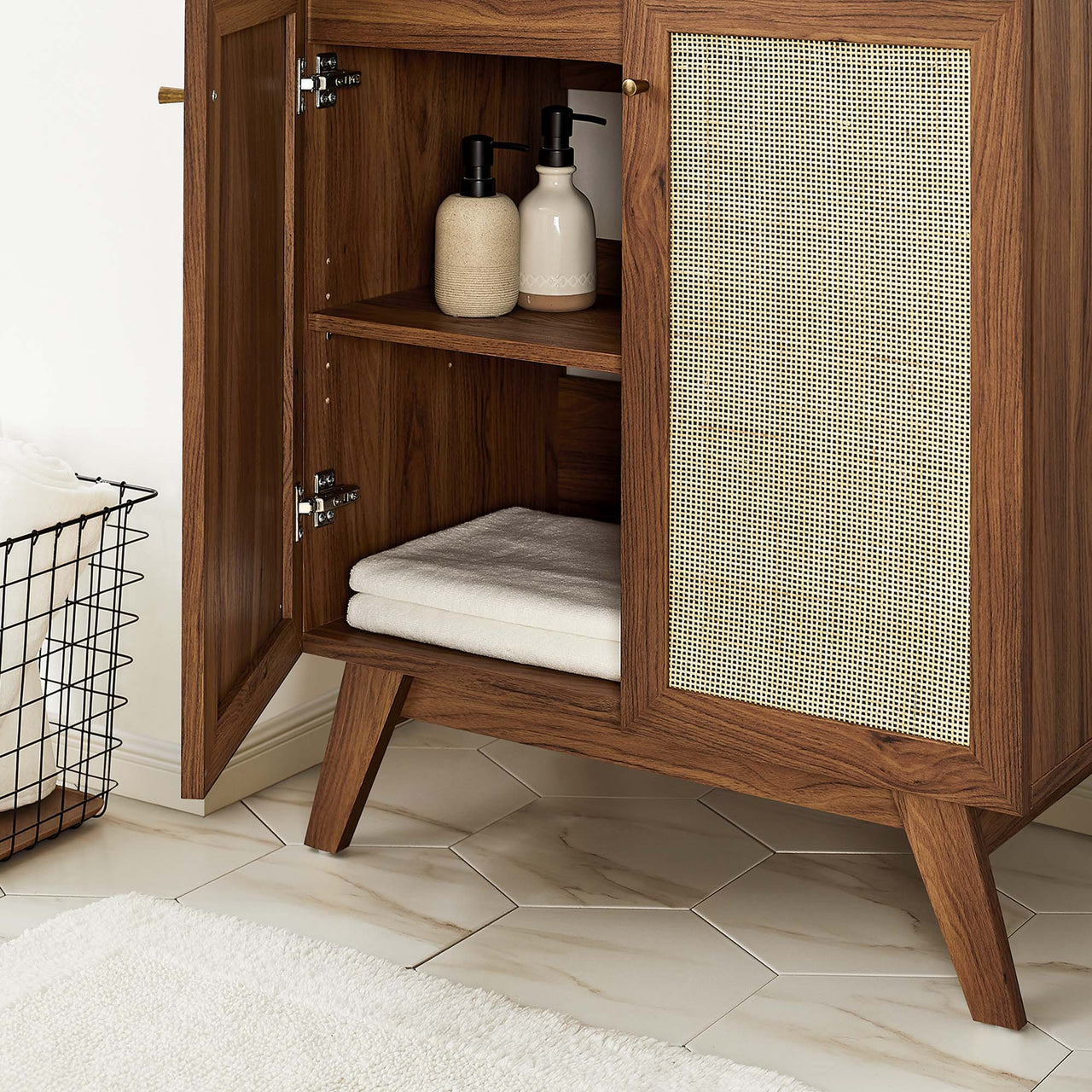 Marra Vanity Unit, Medium, Walnut & Black