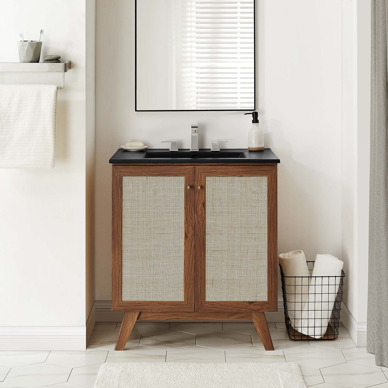 Marra Vanity Unit, Medium, Walnut & Black