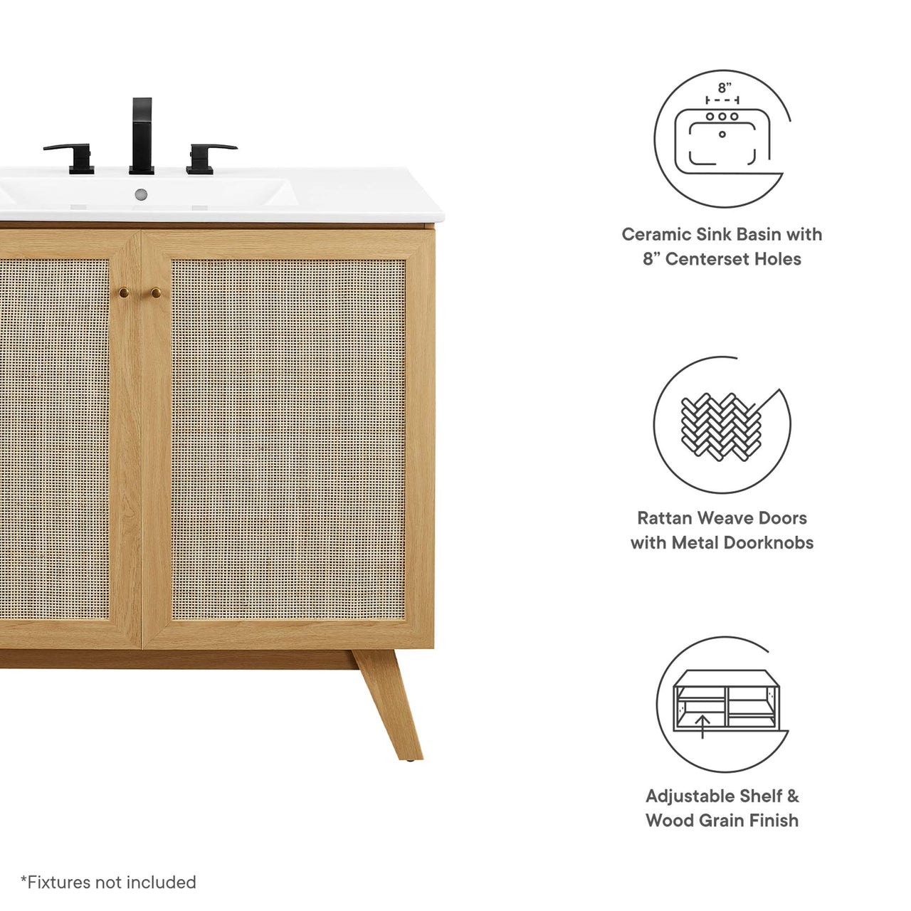 Marra Vanity Unit, Large, Oak & White