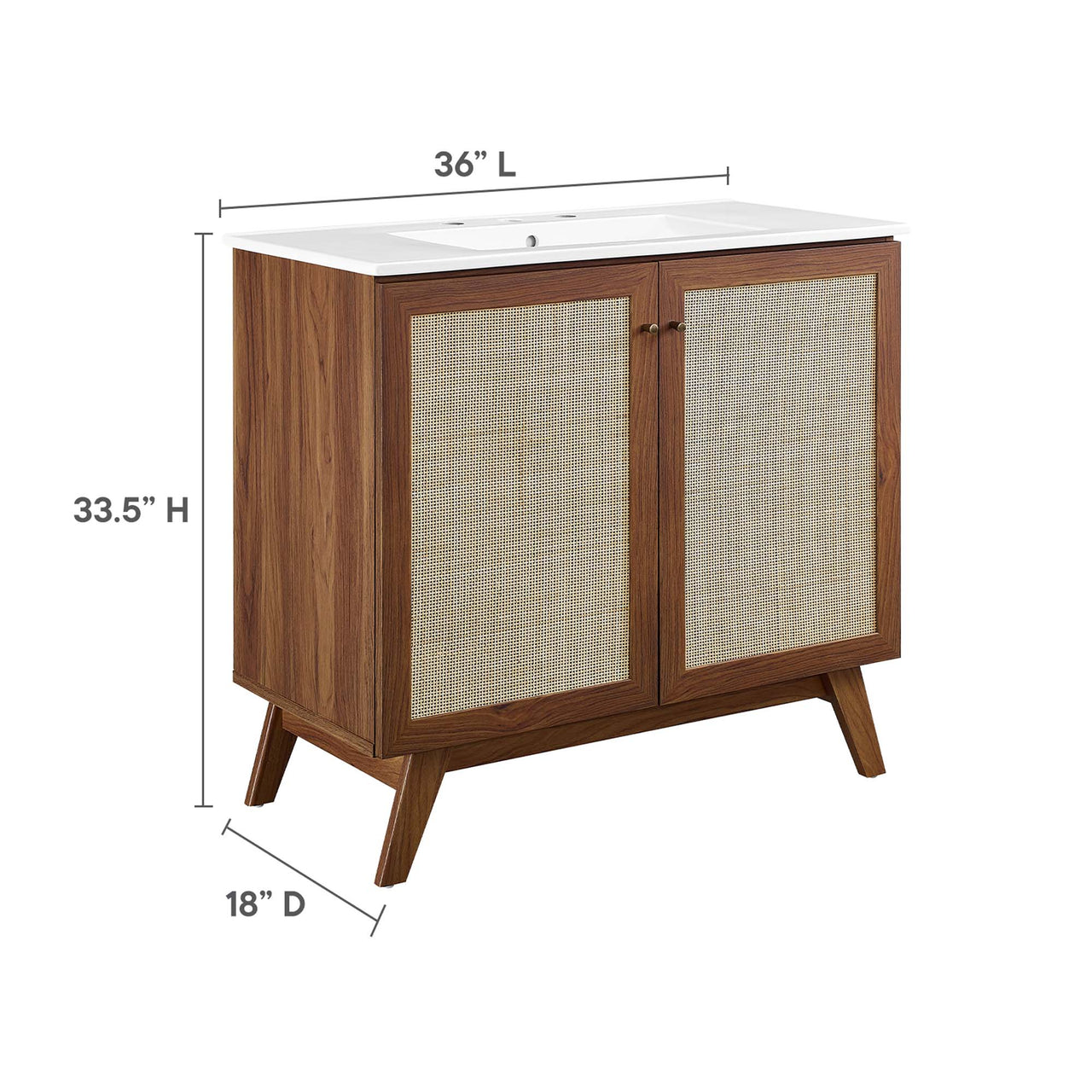 Marra Vanity Unit, Large, Walnut & White