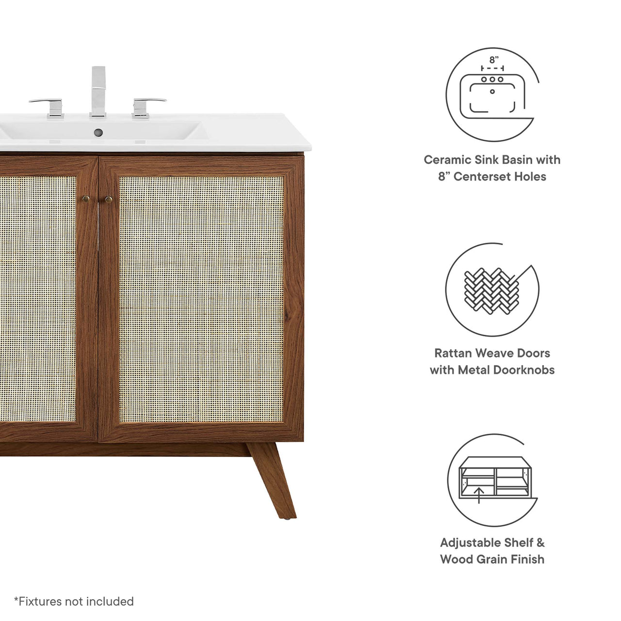 Marra Vanity Unit, Large, Walnut & White