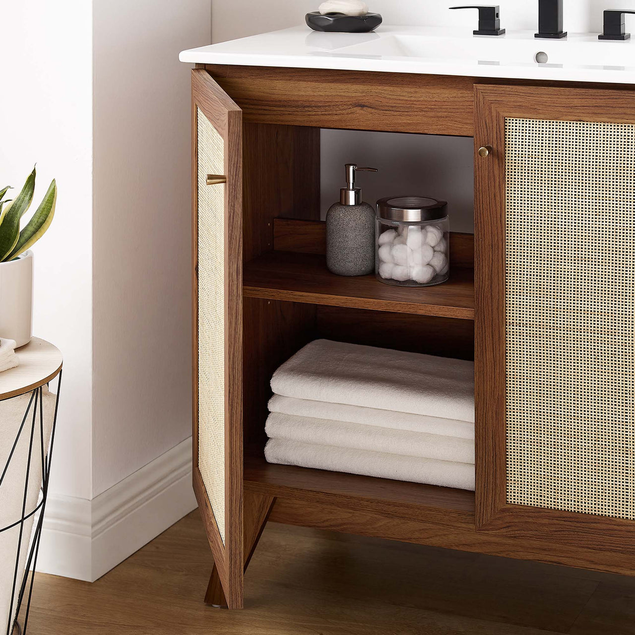 Marra Vanity Unit, Large, Walnut & White