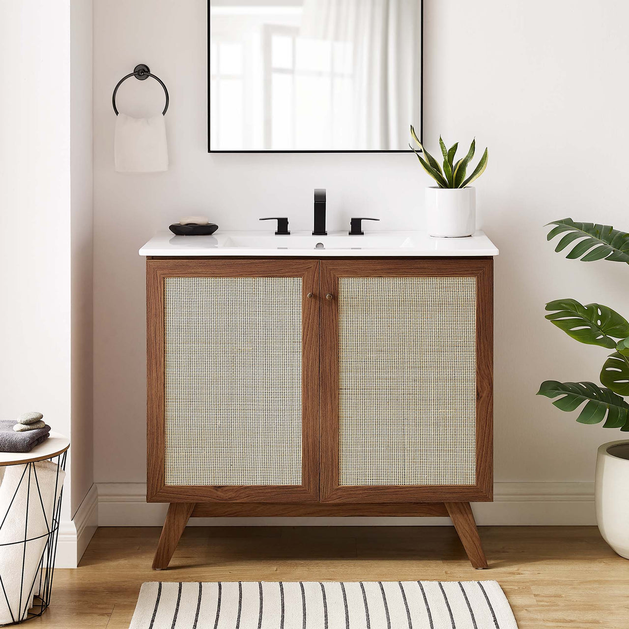 Marra Vanity Unit, Large, Walnut & White