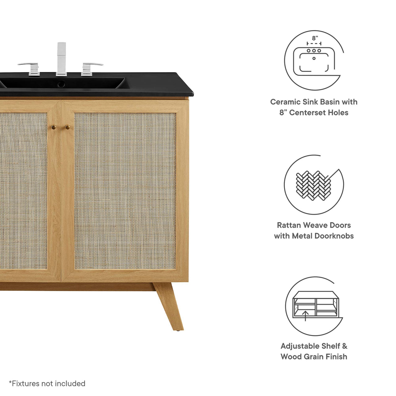 Marra Vanity Unit, Large, Oak & Black