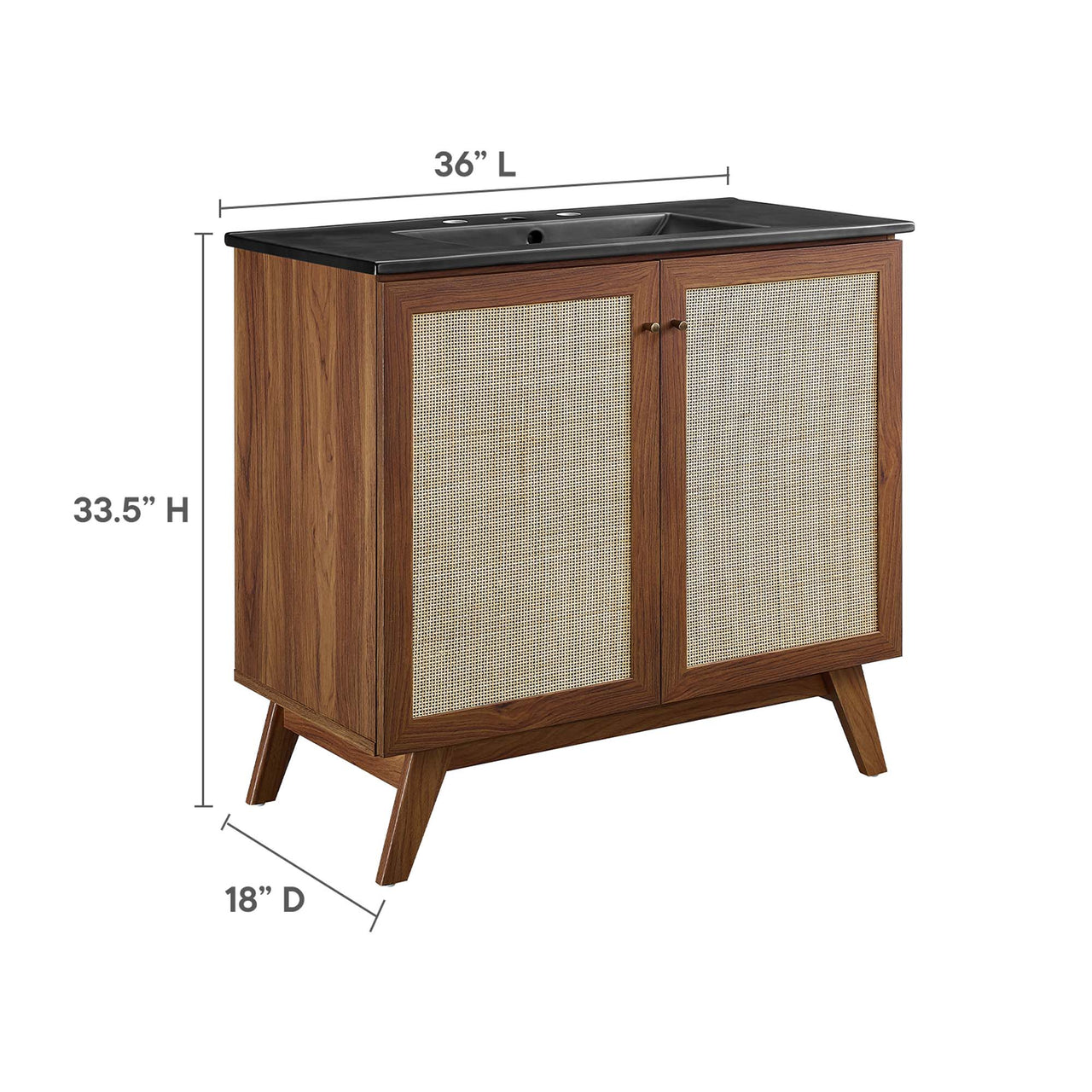 Marra Vanity Unit, Large, Walnut & Black