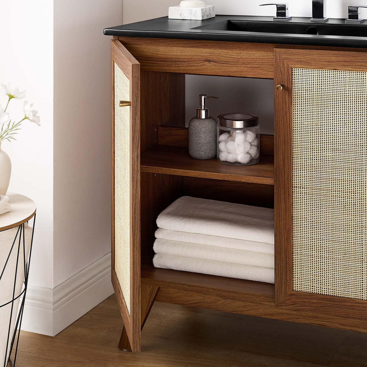 Marra Vanity Unit, Large, Walnut & Black