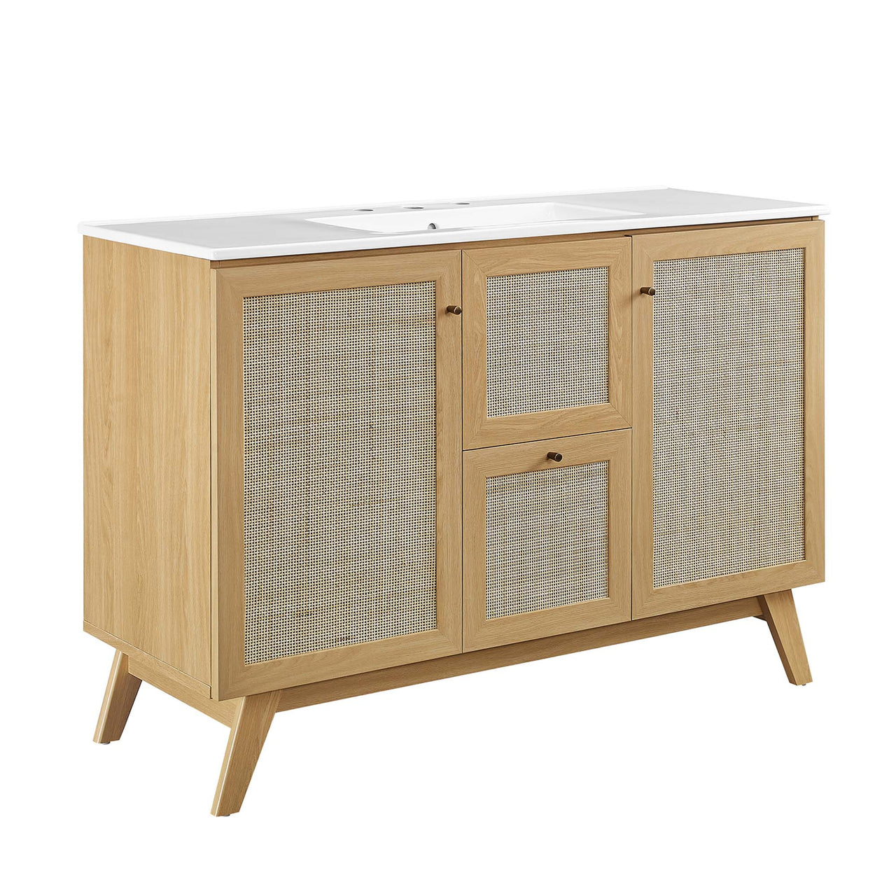 Marra Single Sink Vanity Unit, Extra Large, Oak & White