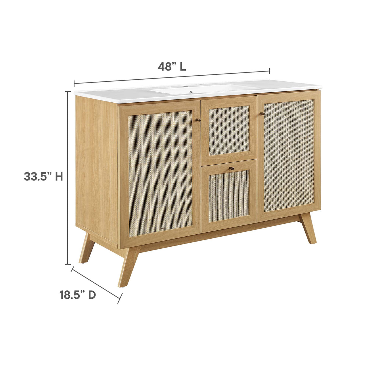 Marra Single Sink Vanity Unit, Extra Large, Oak & White