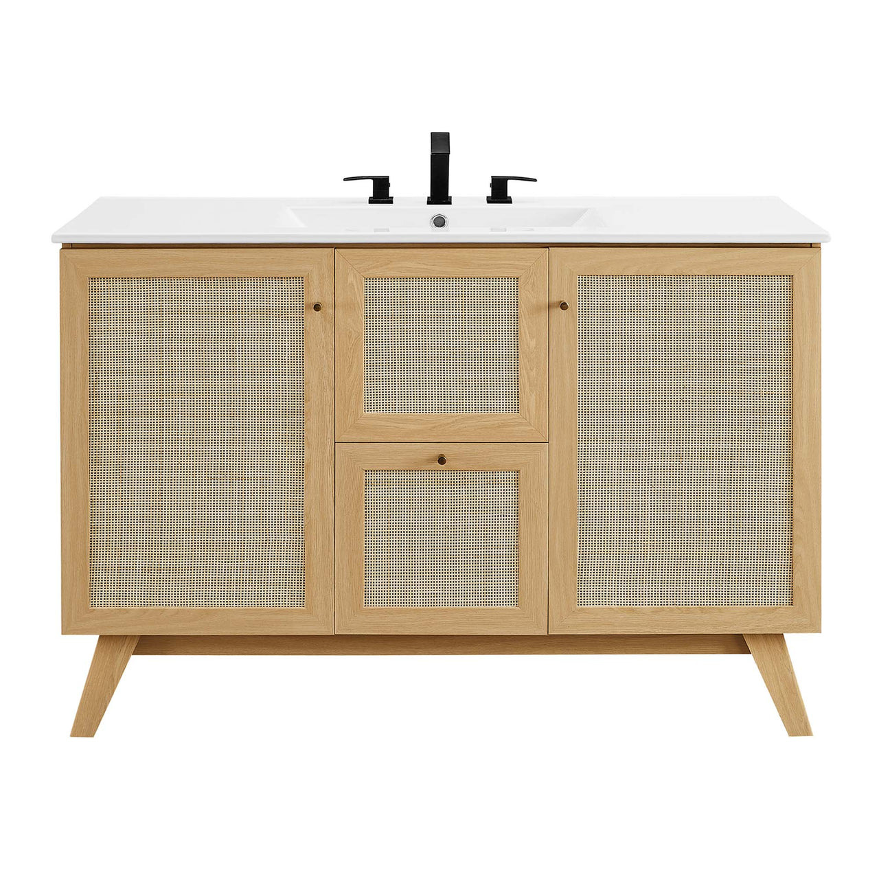 Marra Single Sink Vanity Unit, Extra Large, Oak & White