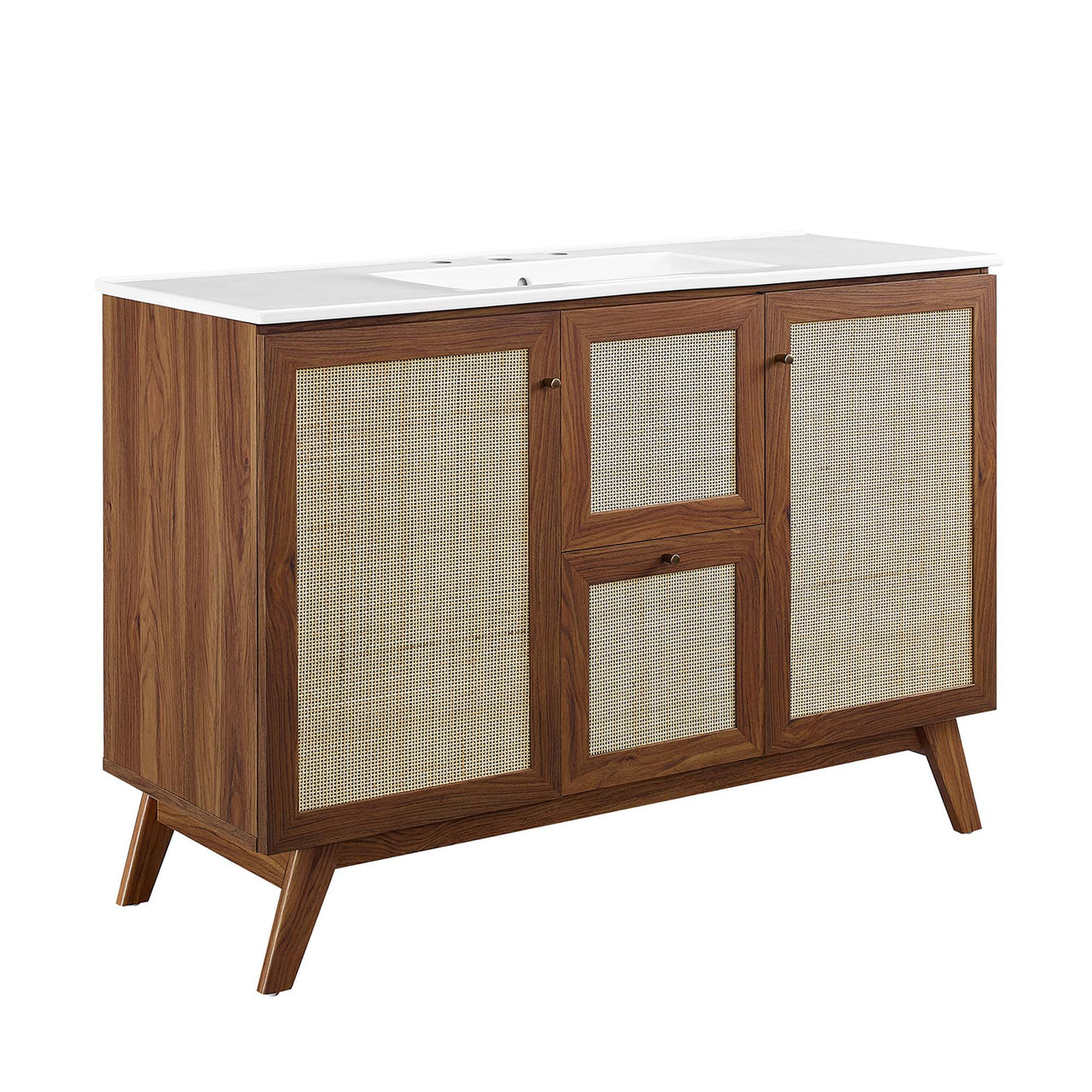 Marra Single Sink Vanity Unit, Extra Large, Walnut & White