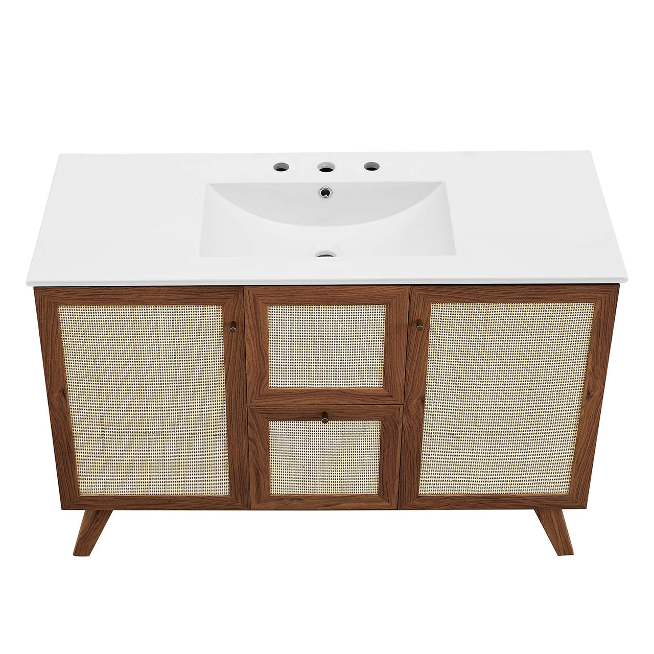 Marra Single Sink Vanity Unit, Extra Large, Walnut & White