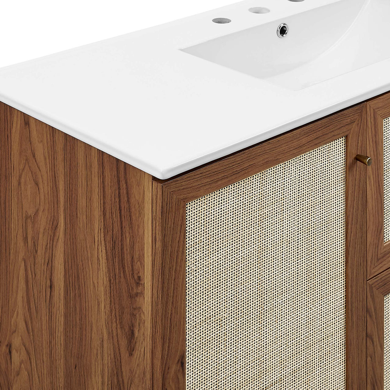 Marra Single Sink Vanity Unit, Extra Large, Walnut & White
