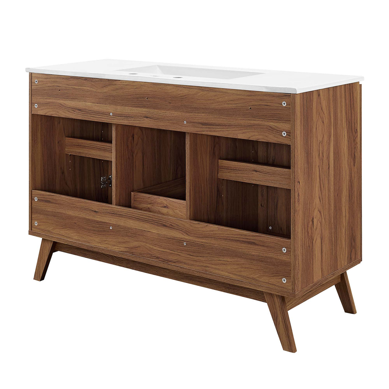 Marra Single Sink Vanity Unit, Extra Large, Walnut & White