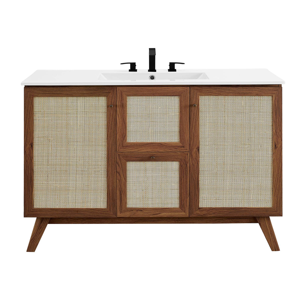 Marra Single Sink Vanity Unit, Extra Large, Walnut & White