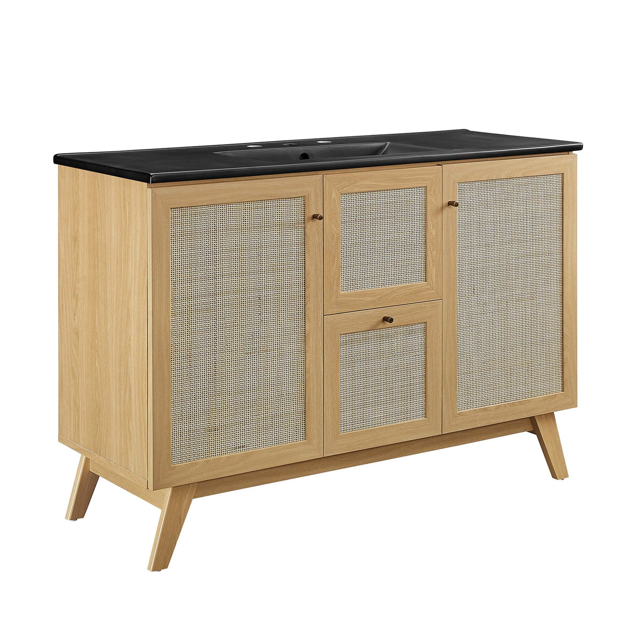 Marra Single Sink Vanity Unit, Extra Large, Oak & Black