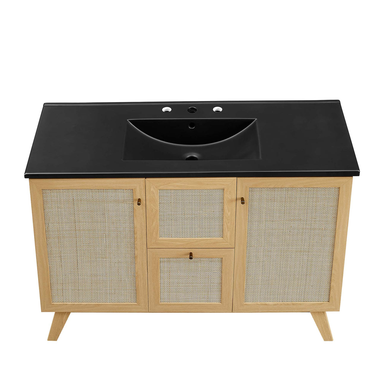 Marra Single Sink Vanity Unit, Extra Large, Oak & Black