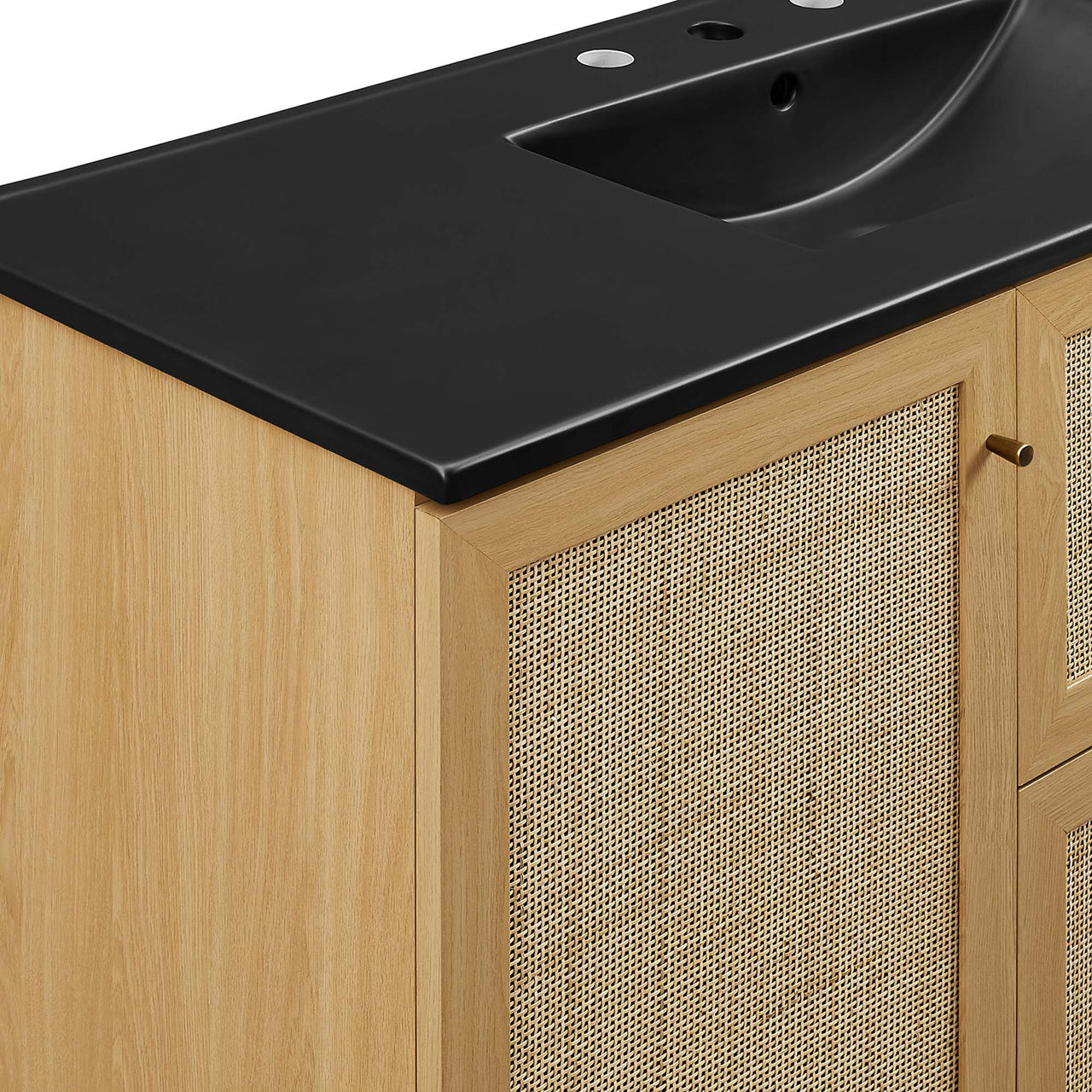 Marra Single Sink Vanity Unit, Extra Large, Oak & Black