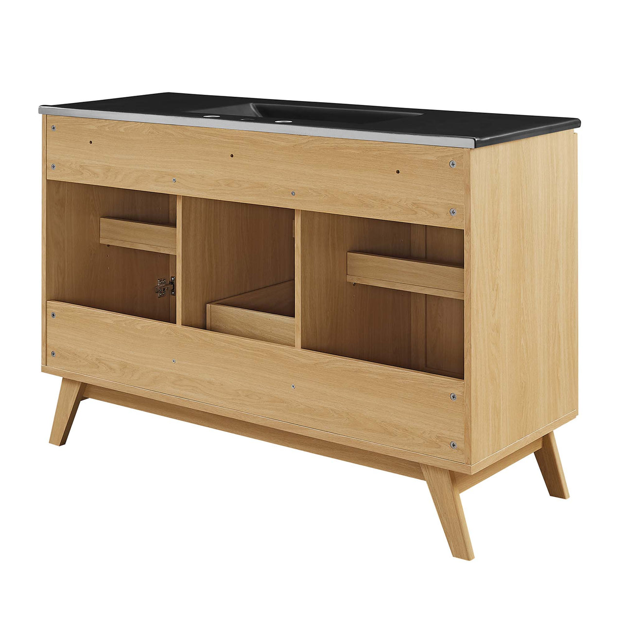 Marra Single Sink Vanity Unit, Extra Large, Oak & Black