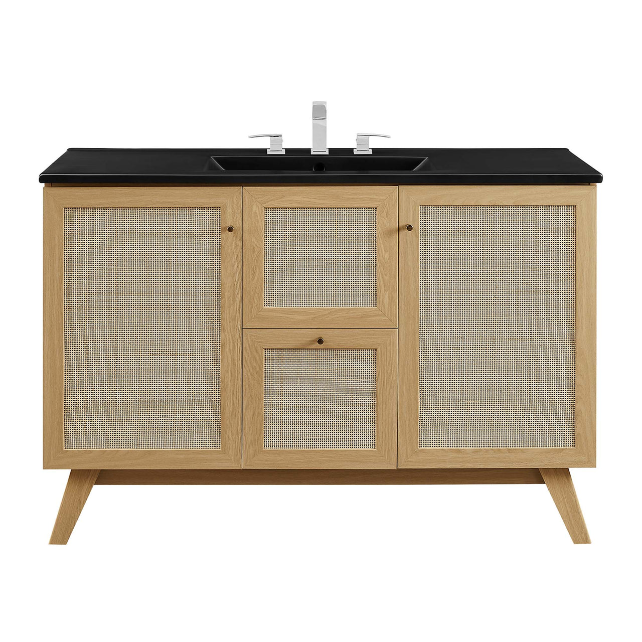 Marra Single Sink Vanity Unit, Extra Large, Oak & Black
