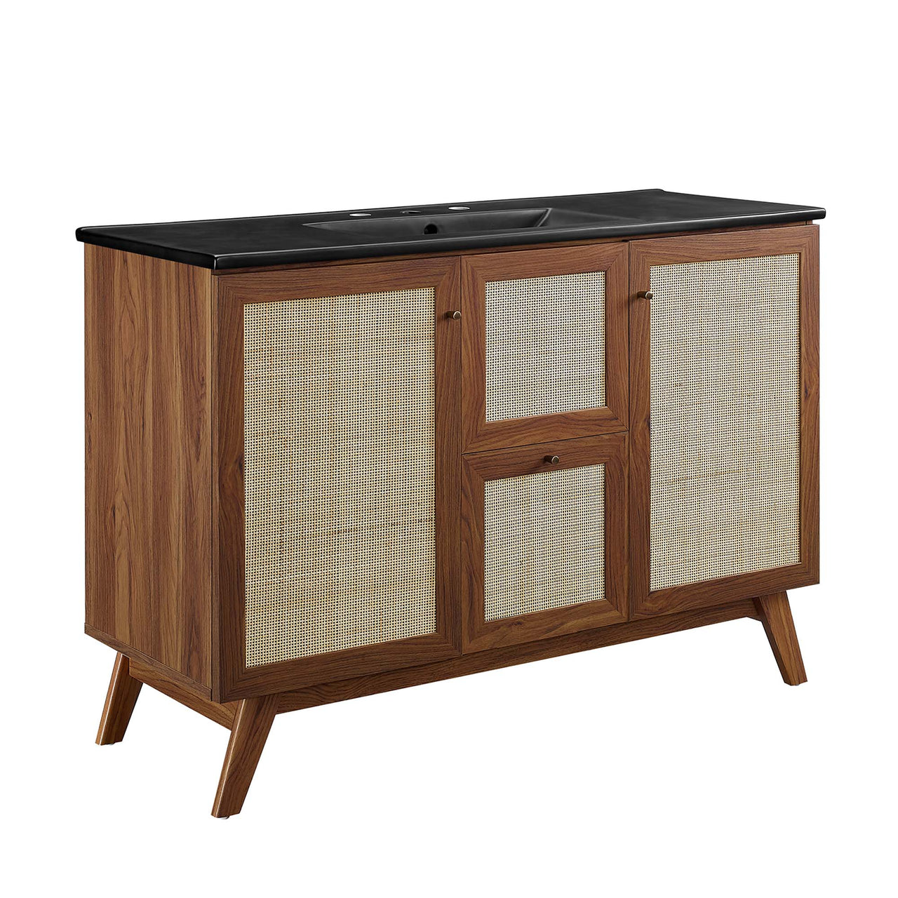 Marra Single Sink Vanity Unit, Extra Large, Walnut & Black