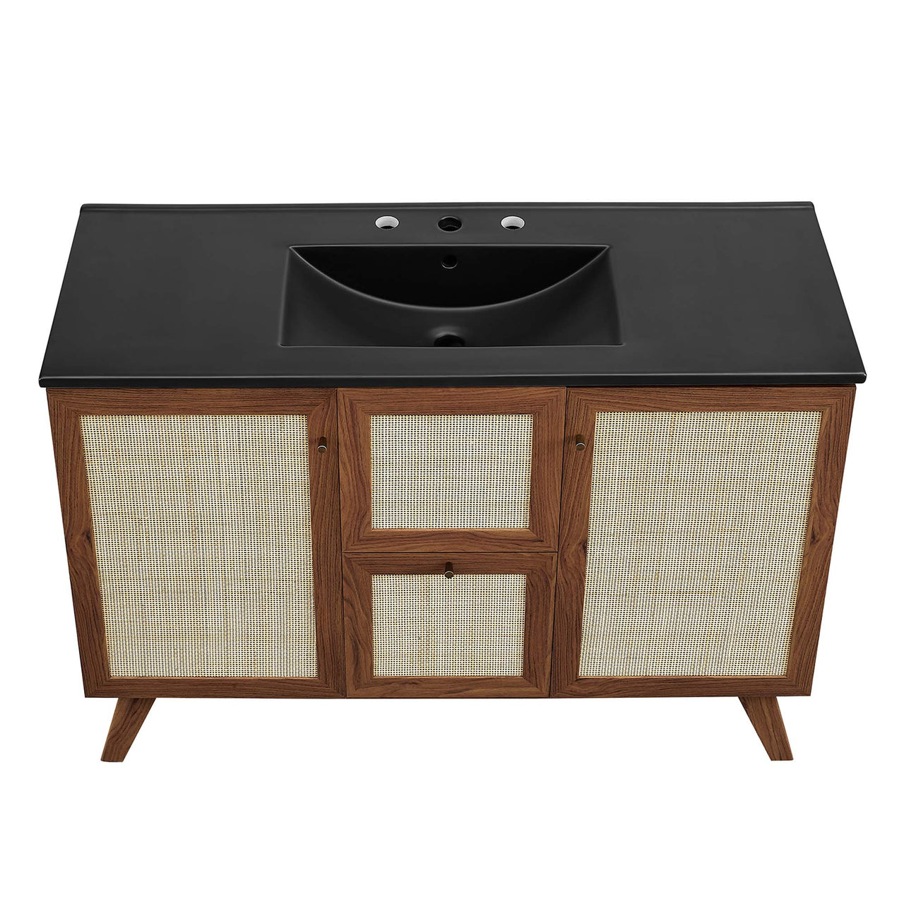 Marra Single Sink Vanity Unit, Extra Large, Walnut & Black