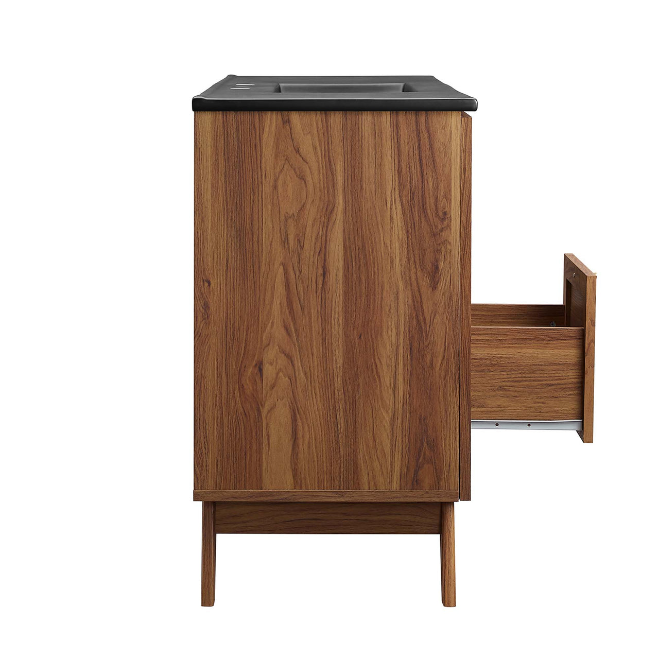 Marra Single Sink Vanity Unit, Extra Large, Walnut & Black