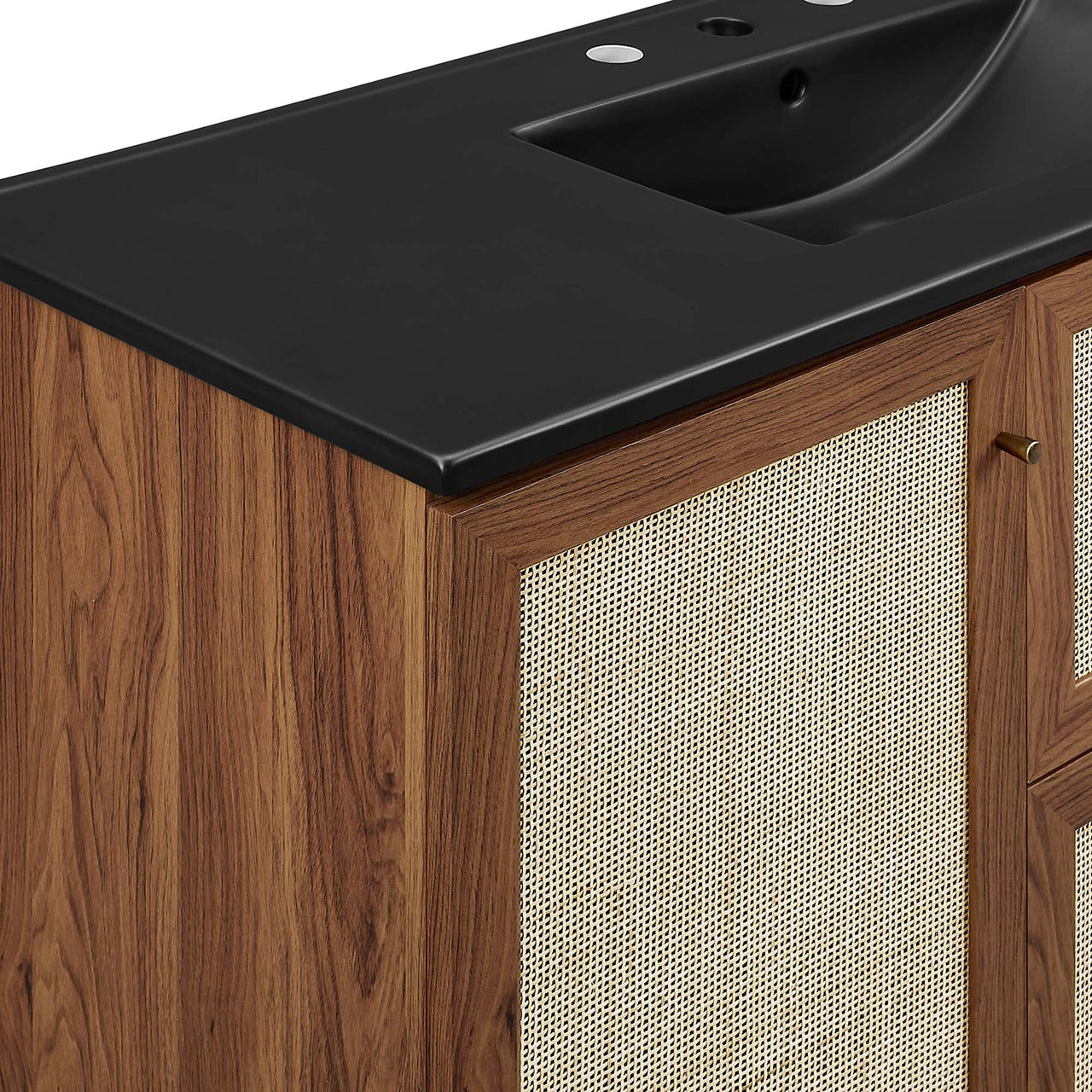 Marra Single Sink Vanity Unit, Extra Large, Walnut & Black