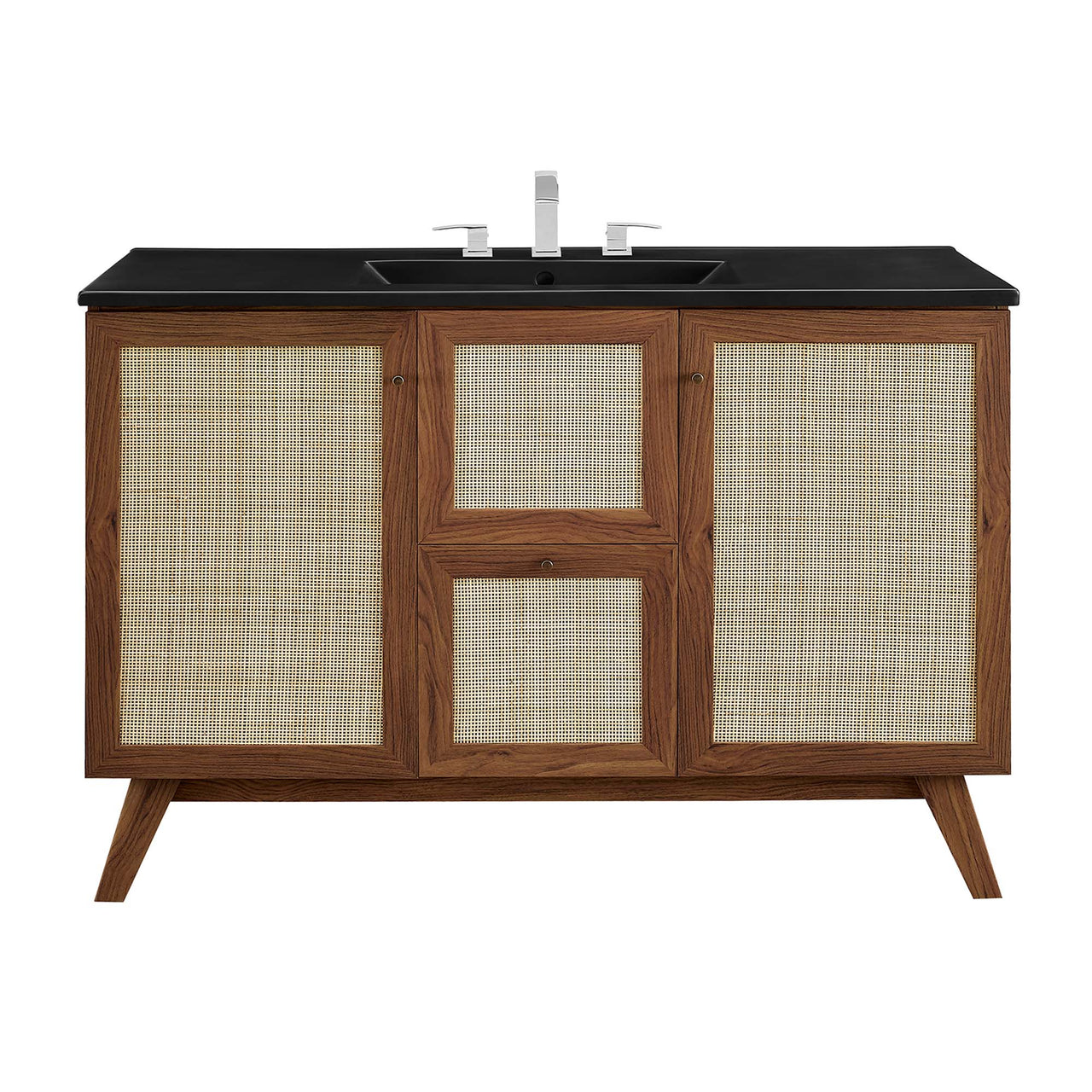 Marra Single Sink Vanity Unit, Extra Large, Walnut & Black