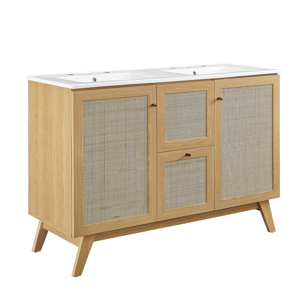 Marra Double Sink Vanity Unit, Extra Large, Oak & White