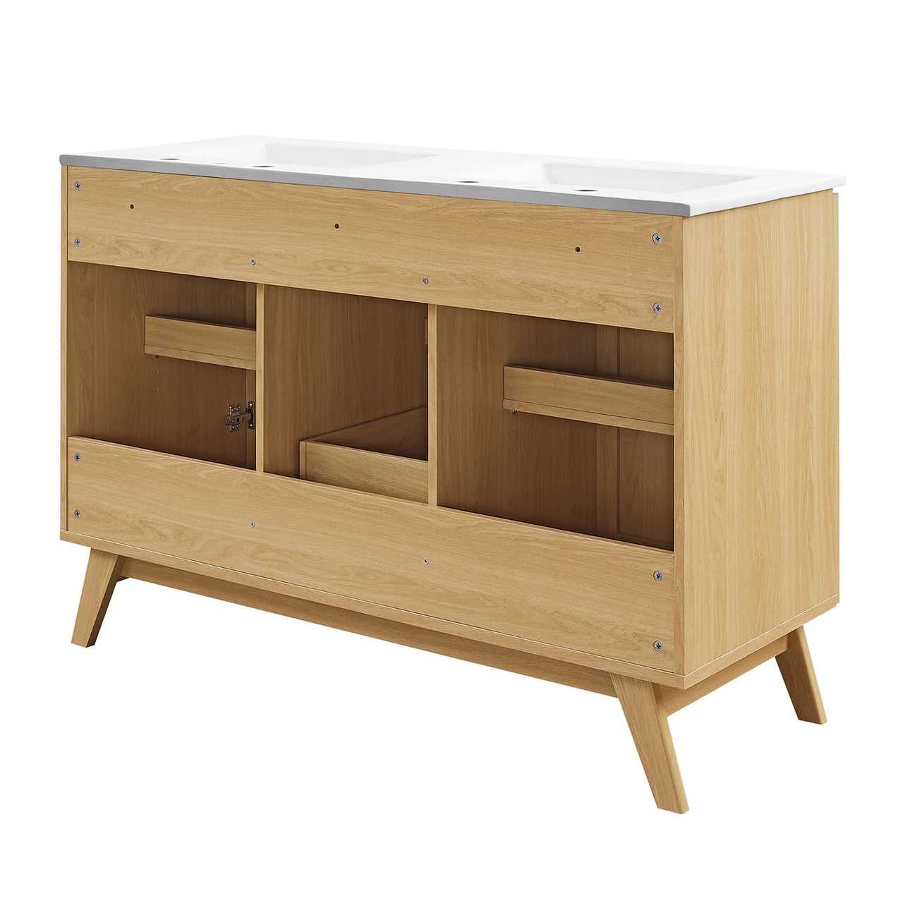 Marra Double Sink Vanity Unit, Extra Large, Oak & White