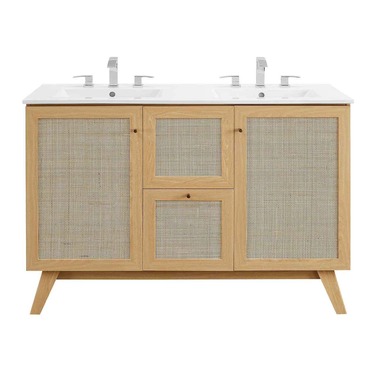 Marra Double Sink Vanity Unit, Extra Large, Oak & White