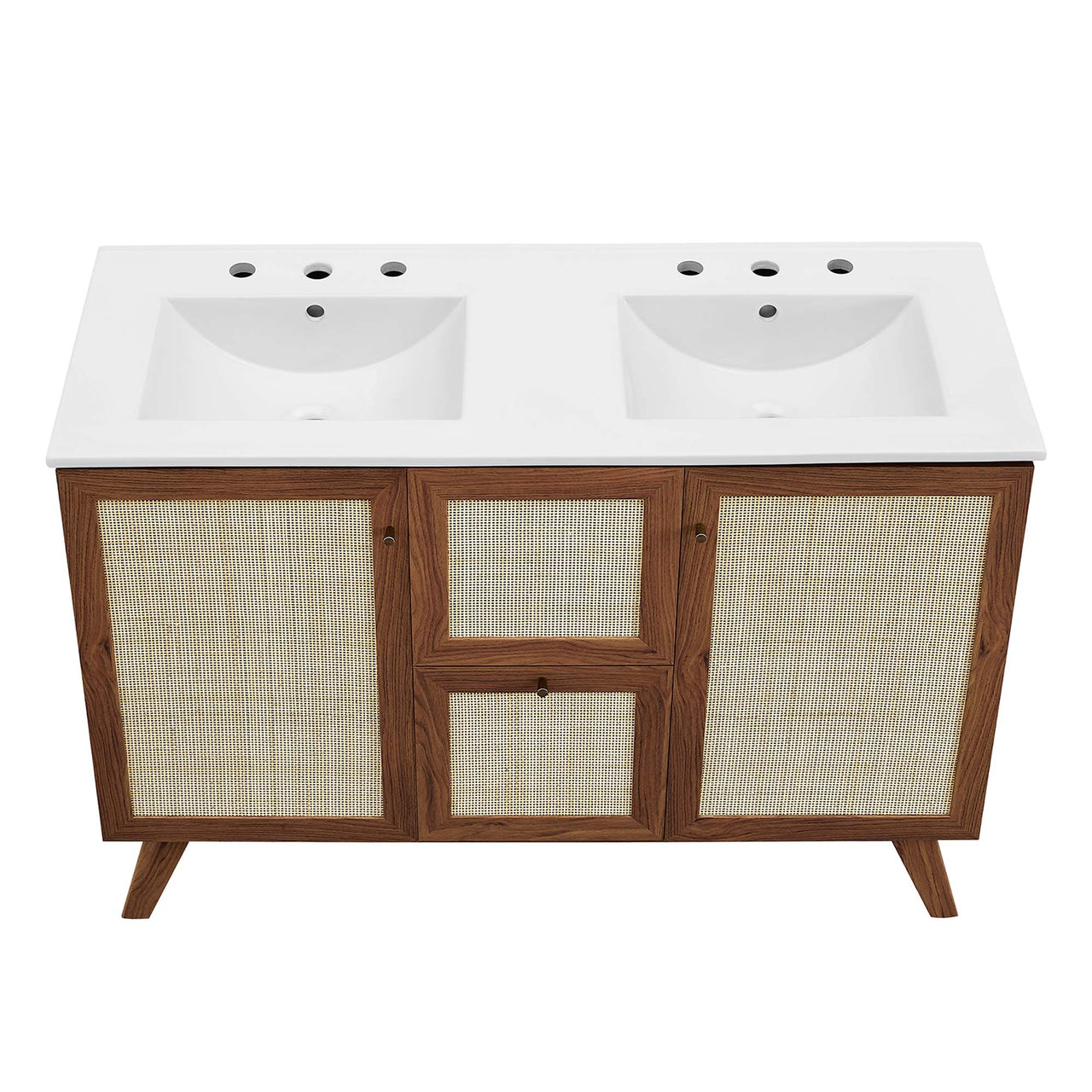 Marra Double Sink Vanity Unit, Extra Large, Walnut & White