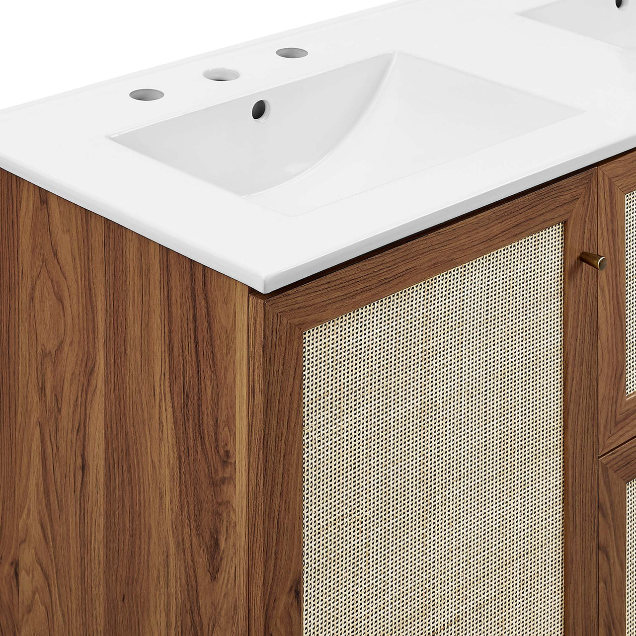 Marra Double Sink Vanity Unit, Extra Large, Walnut & White