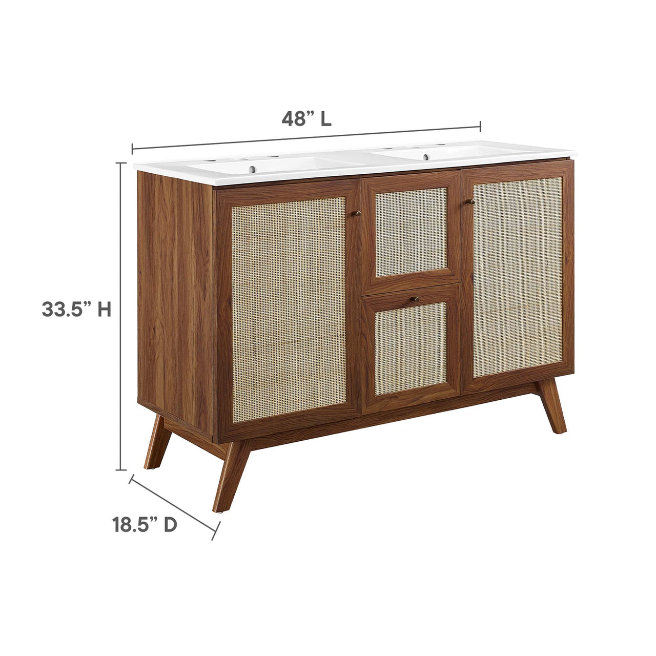 Marra Double Sink Vanity Unit, Extra Large, Walnut & White