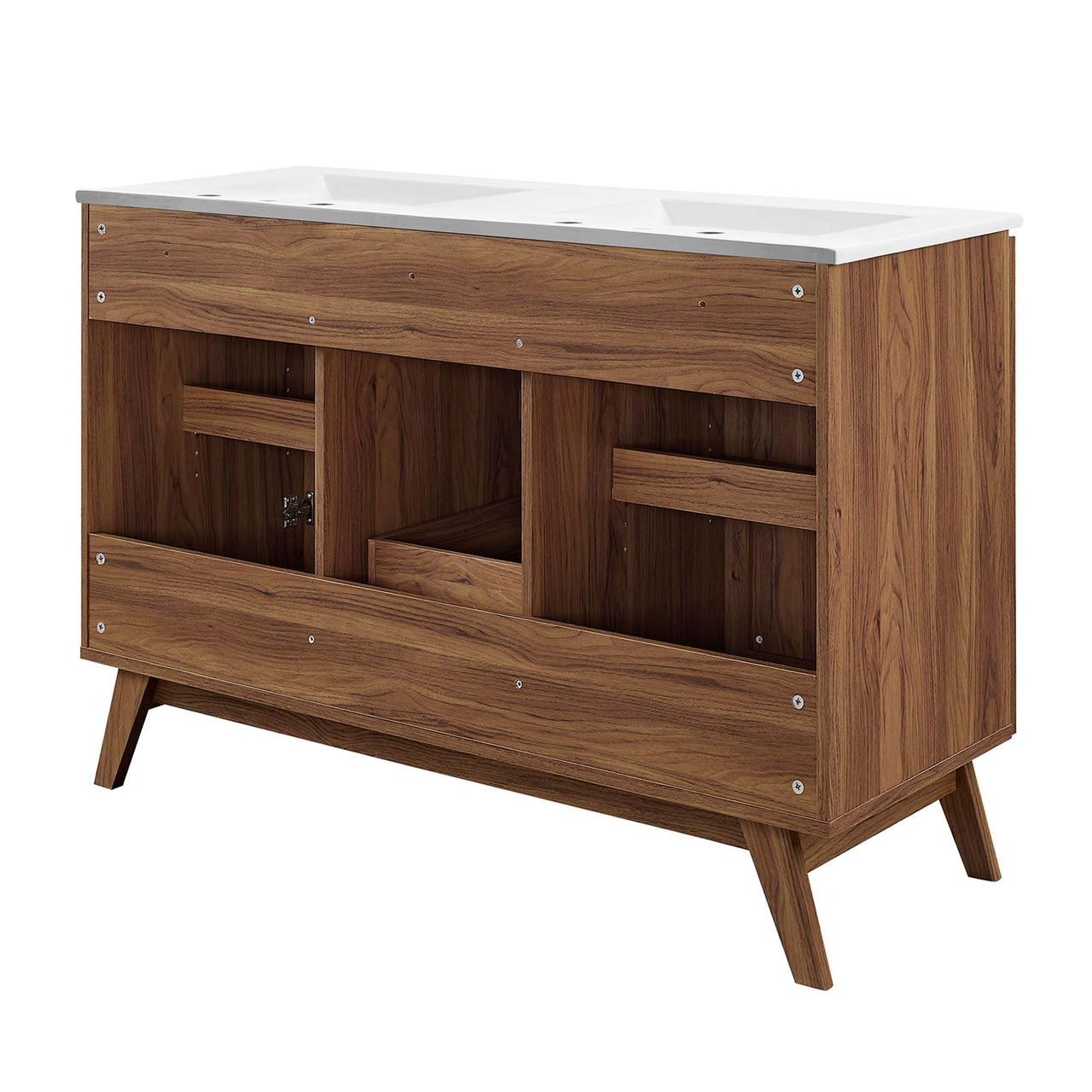 Marra Double Sink Vanity Unit, Extra Large, Walnut & White