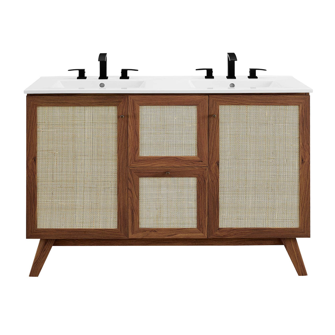 Marra Double Sink Vanity Unit, Extra Large, Walnut & White