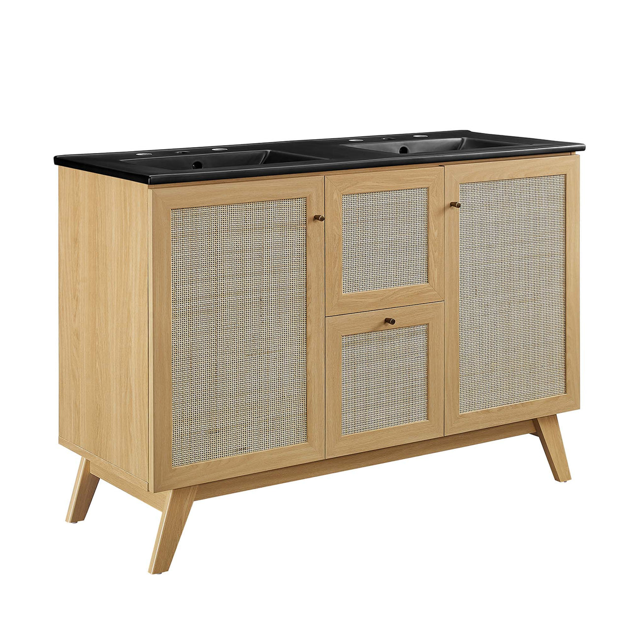 Marra Double Sink Vanity Unit, Extra Large, Oak & Black