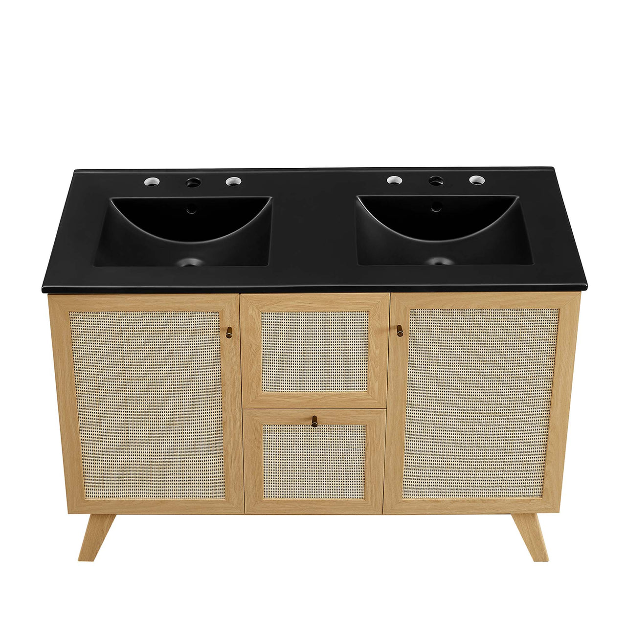 Marra Double Sink Vanity Unit, Extra Large, Oak & Black