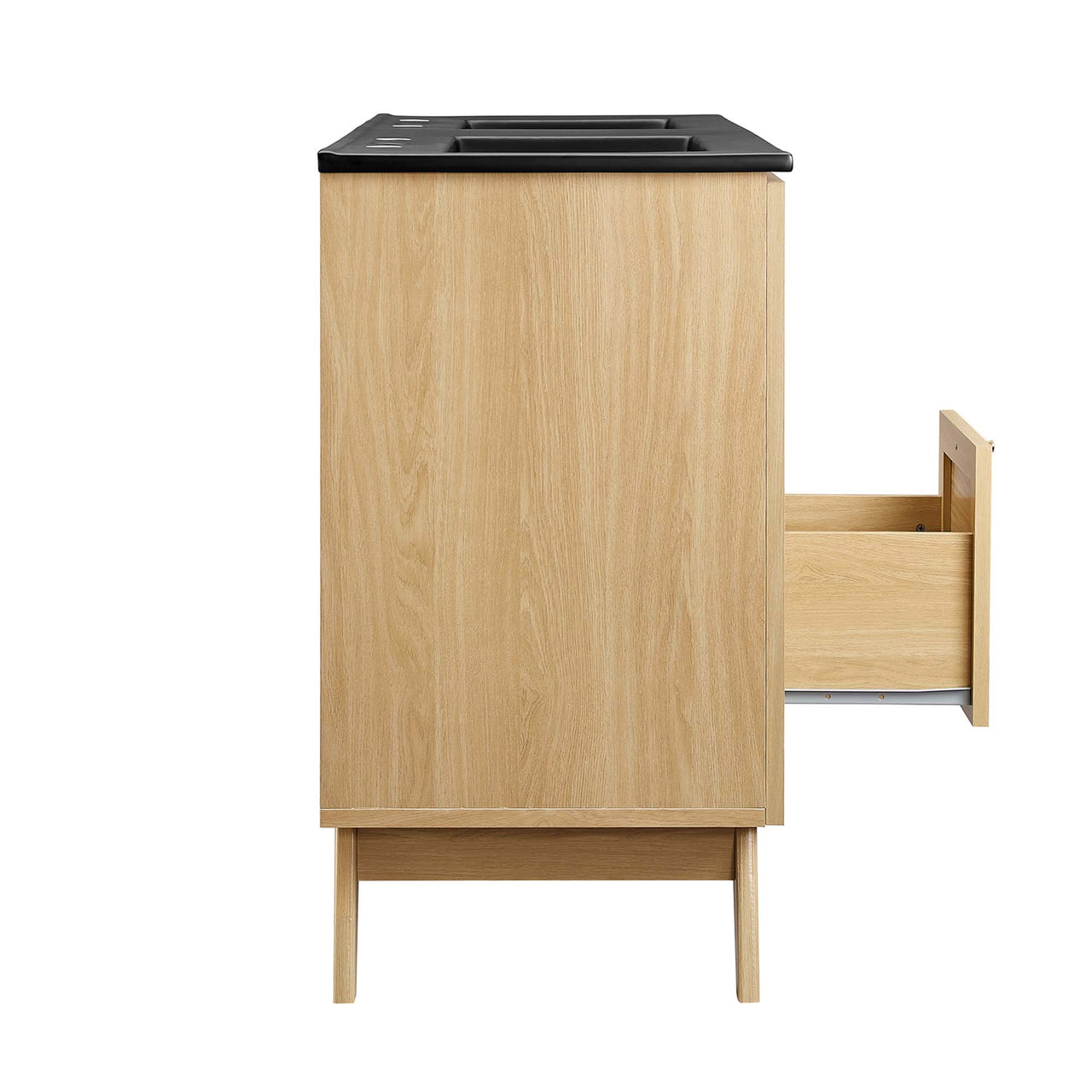 Marra Double Sink Vanity Unit, Extra Large, Oak & Black