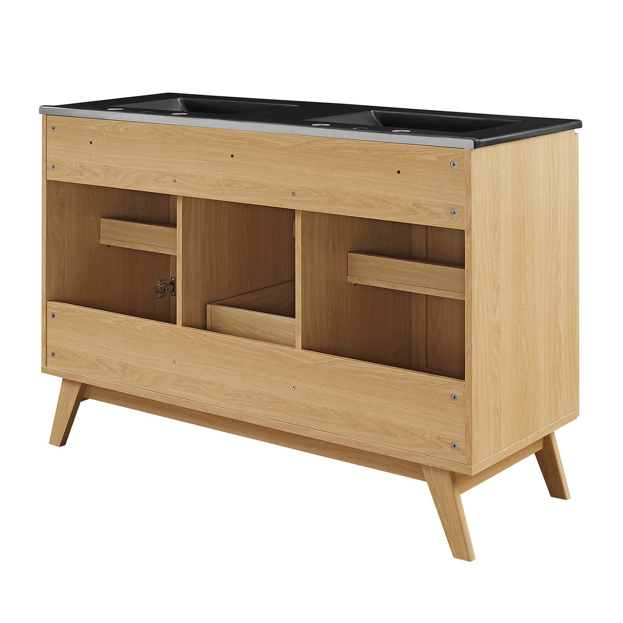 Marra Double Sink Vanity Unit, Extra Large, Oak & Black