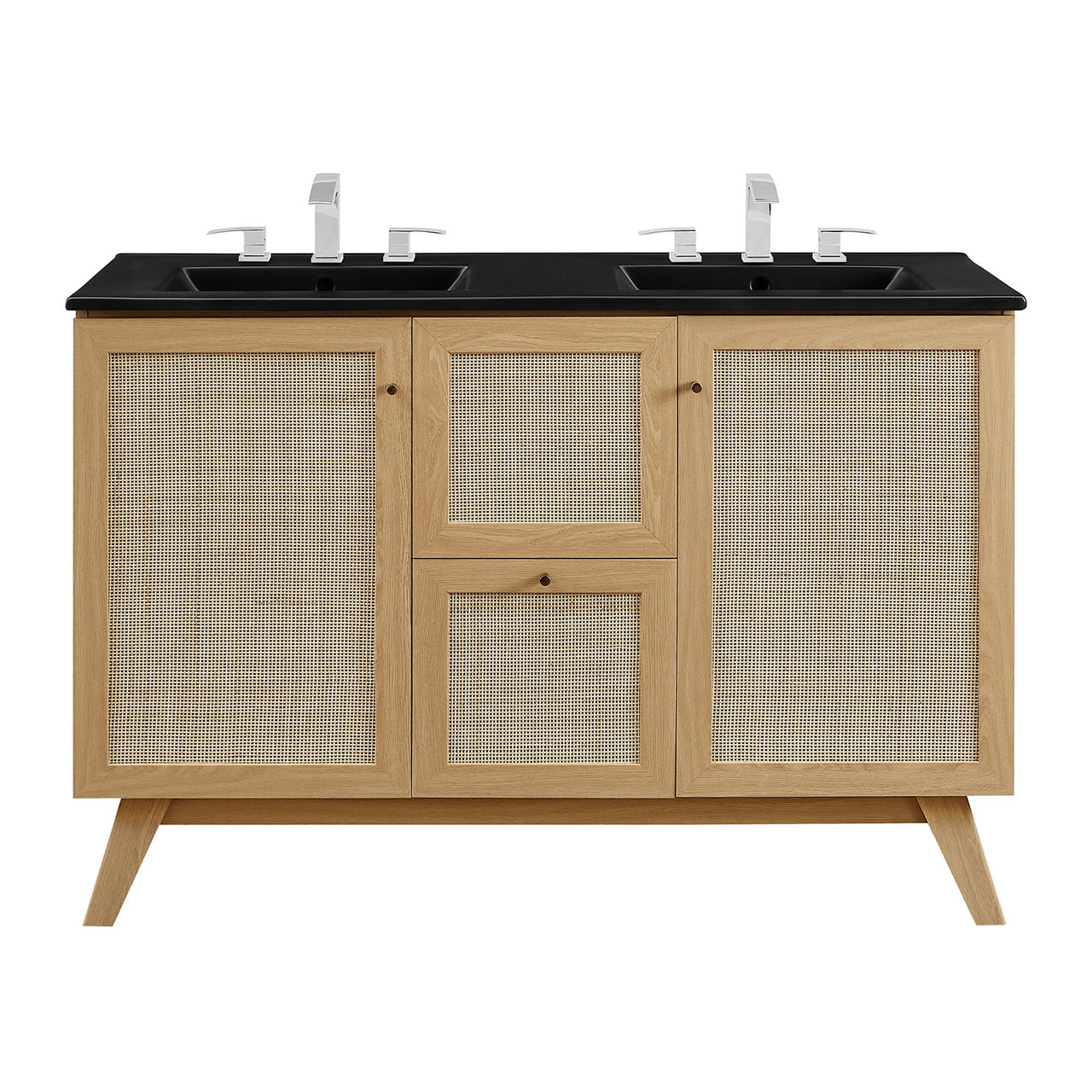 Marra Double Sink Vanity Unit, Extra Large, Oak & Black